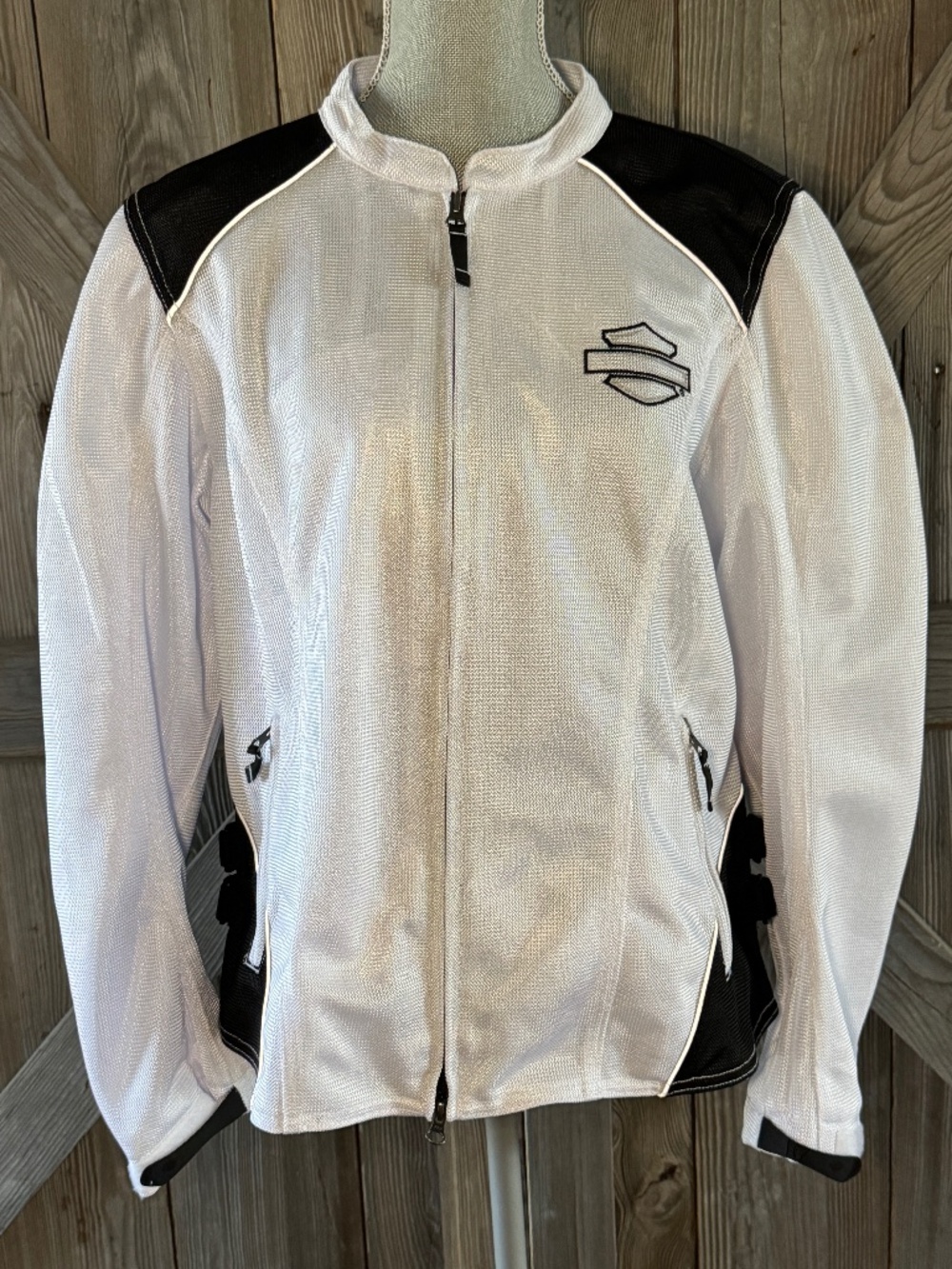 Harley Davidson Callahan Mesh Riding Jacket White Black XL Excellent